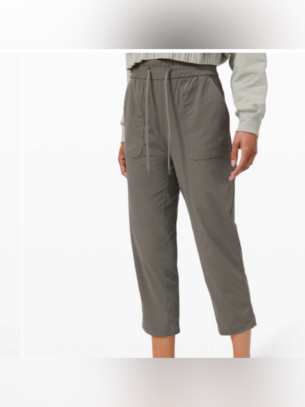 Lululemon Beyond the Studio Crop Sage Green Stripes size 6